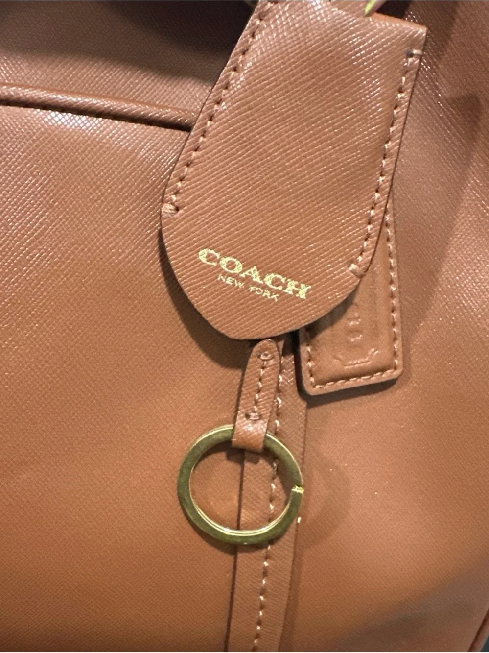 Coach Leather Shoulder Tote with Gold Toned Hardware